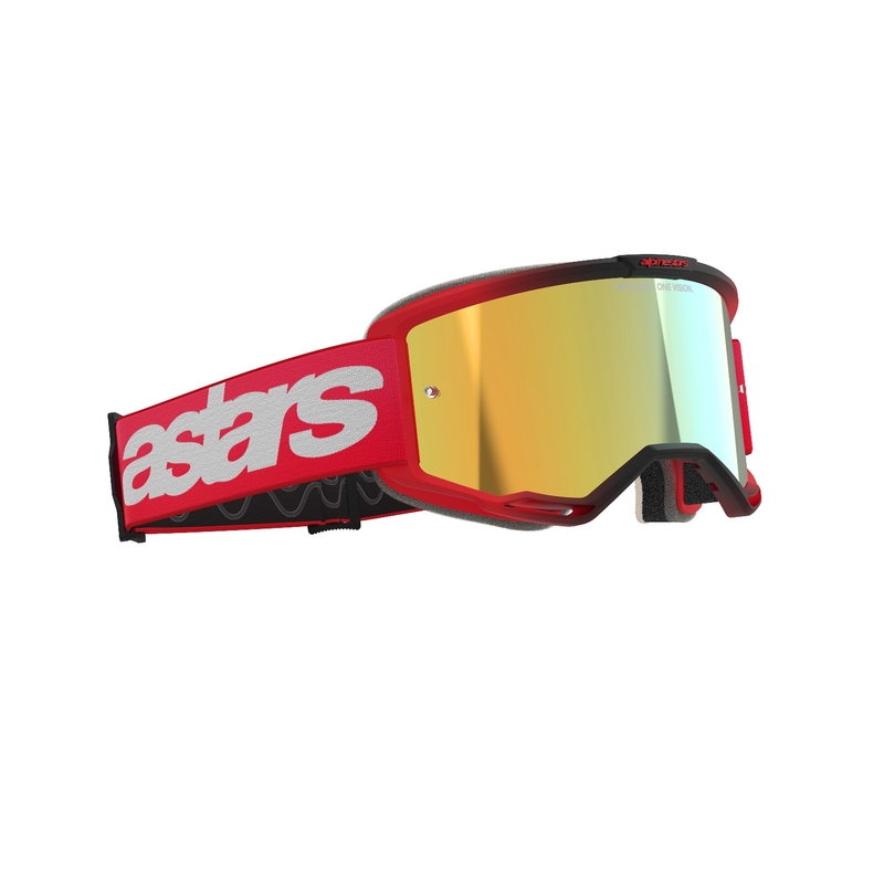 Очила за мотокрос Alpinestars Vision 5 Blaze червени с огледален златен плексиглас
