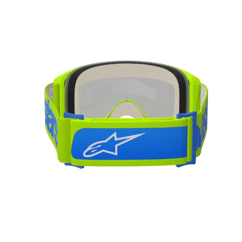 Alpinestars Vision 5 Blaze флуорово жълто-сини очила за мотокрос с огледален син плексиглас
