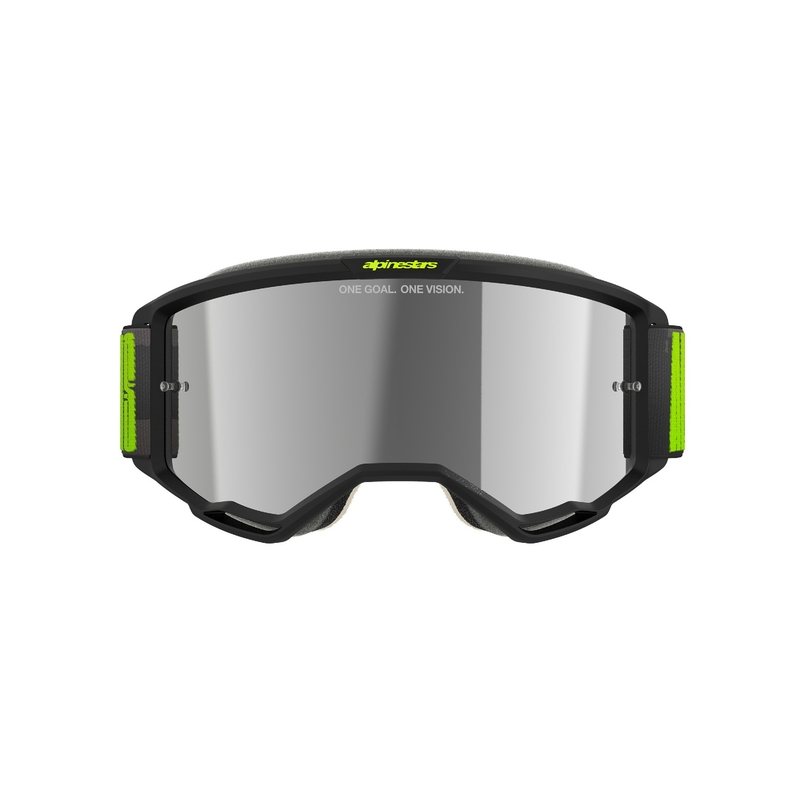 Alpinestars Vision 5 Hollow сиво-флуорово-жълти очила за мотокрос с огледален сребърен плексиглас