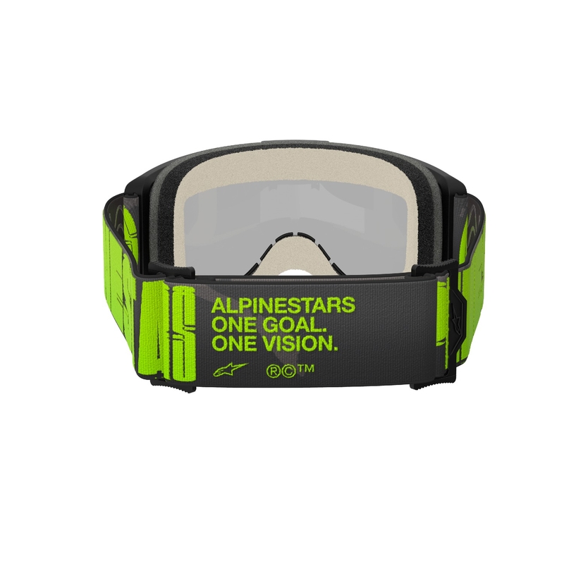 Alpinestars Vision 5 Hollow сиво-флуорово-жълти очила за мотокрос с огледален сребърен плексиглас