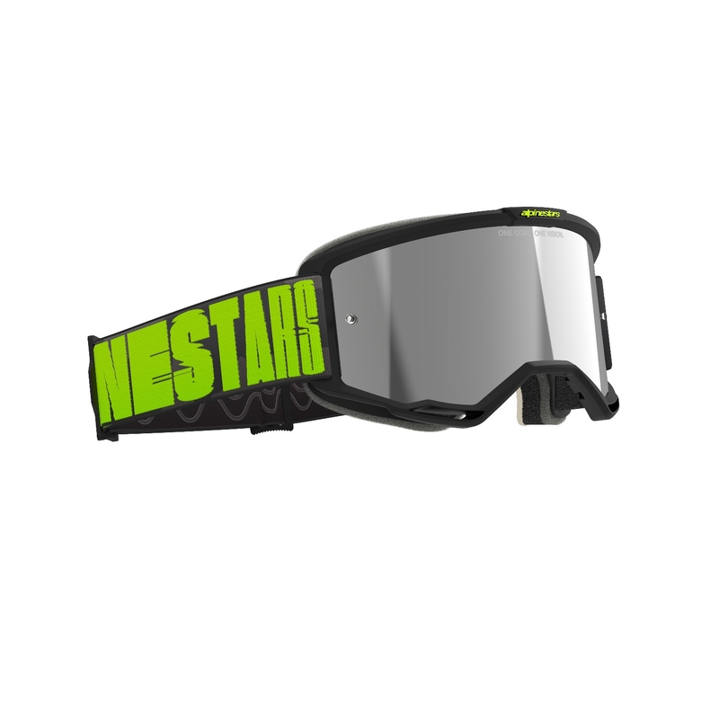 Alpinestars Vision 5 Hollow сиво-флуорово-жълти очила за мотокрос с огледален сребърен плексиглас