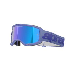 Очила за мотокрос Alpinestars Vision 5 Wordmark лилави с огледален син плексиглас