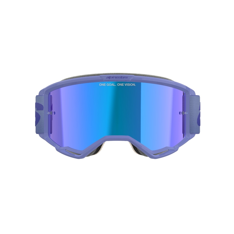 Очила за мотокрос Alpinestars Vision 5 Wordmark лилави с огледален син плексиглас