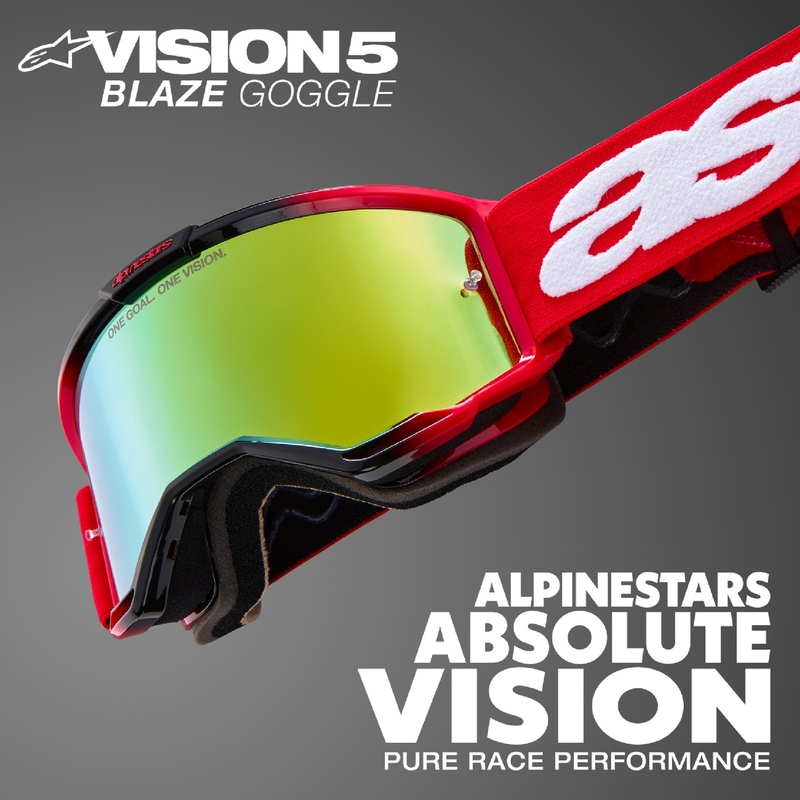 Очила за мотокрос Alpinestars Vision 5 Wordmark лилави с огледален син плексиглас