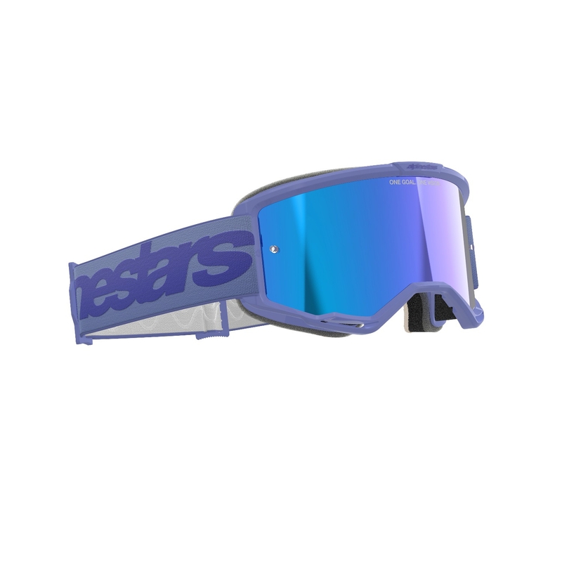 Очила за мотокрос Alpinestars Vision 5 Wordmark лилави с огледален син плексиглас