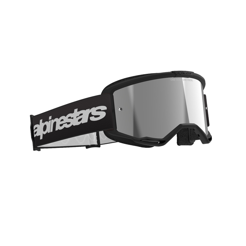 Очила за мотокрос Alpinestars Vision 3 Wordmark черни с огледален сребърен плексиглас