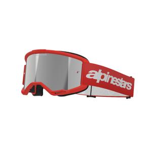 Очила за мотокрос Alpinestars Vision 3 Wordmark червени със сребърни радиални лещи