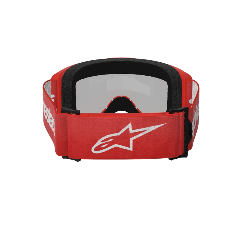 Очила за мотокрос Alpinestars Vision 3 Wordmark червени със сребърни радиални лещи разпродажба