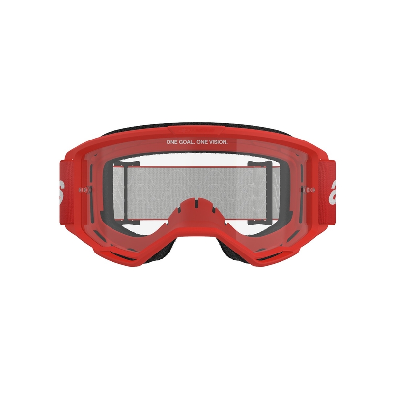 Alpinestars Vision 3 Wordmark червени очила за мотокрос с прозрачен плексиглас
