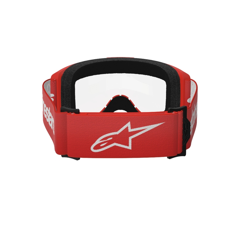 Alpinestars Vision 3 Wordmark червени очила за мотокрос с прозрачен плексиглас