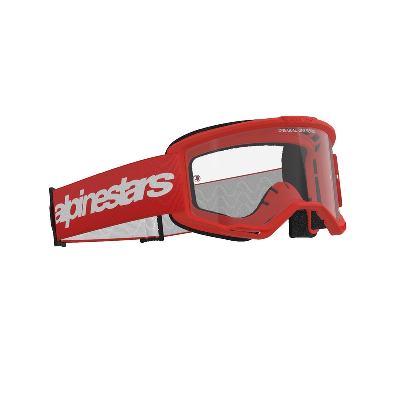 Alpinestars Vision 3 Wordmark червени очила за мотокрос с прозрачен плексиглас