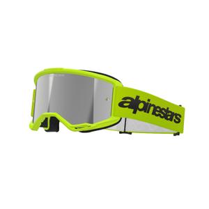 Alpinestars Vision 3 Wordmark флуорово жълти очила за мотокрос със сребърни радиални лещи