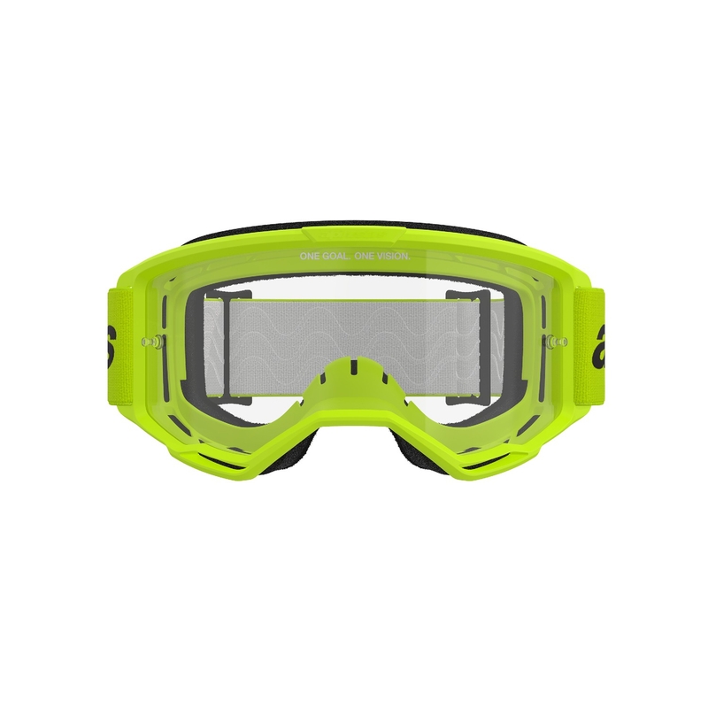 Alpinestars Vision 3 Wordmark флуорово жълти очила за мотокрос с прозрачен плексиглас