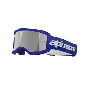 Очила за мотокрос Alpinestars Vision 3 Wordmark сини с огледални сребърни лещи