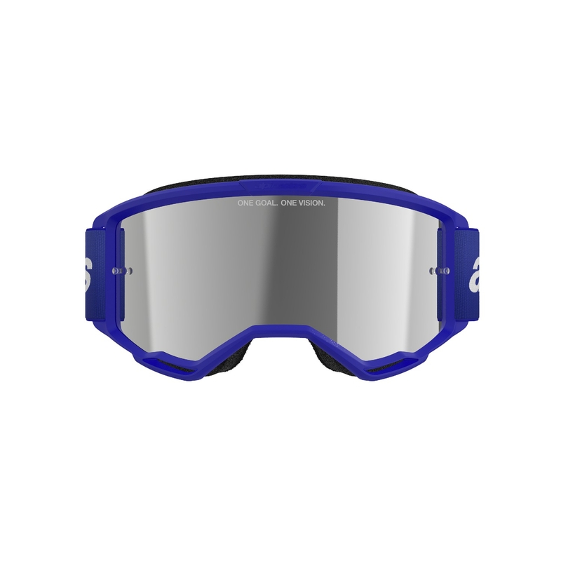 Очила за мотокрос Alpinestars Vision 3 Wordmark сини с огледални сребърни лещи