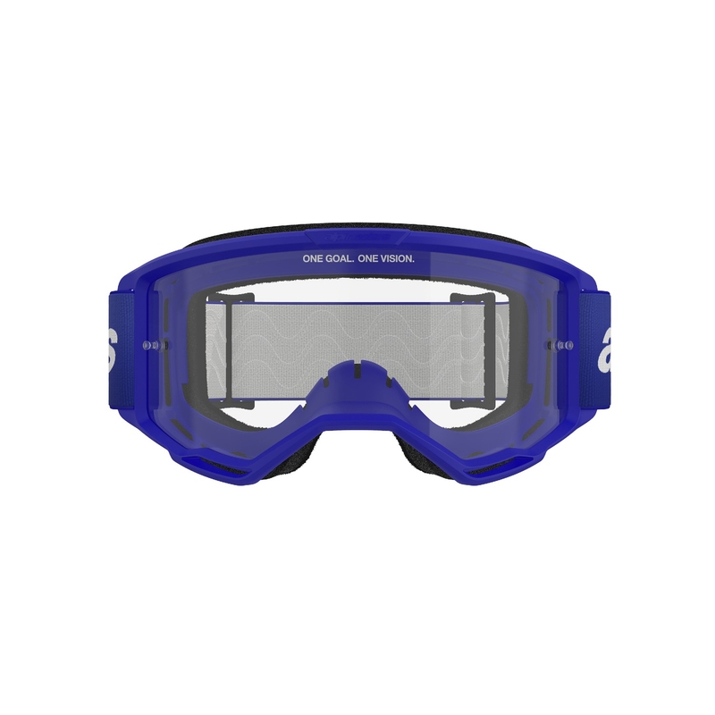 Очила за мотокрос Alpinestars Vision 3 Wordmark сини с прозрачен плексиглас