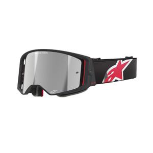 Очила за мотокрос Alpinestars Supertech Corp в черно и червено с огледални сребърни стъкла