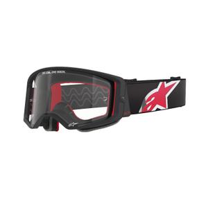 Очила за мотокрос Alpinestars Supertech Corp в черно и червено с прозрачни стъкла