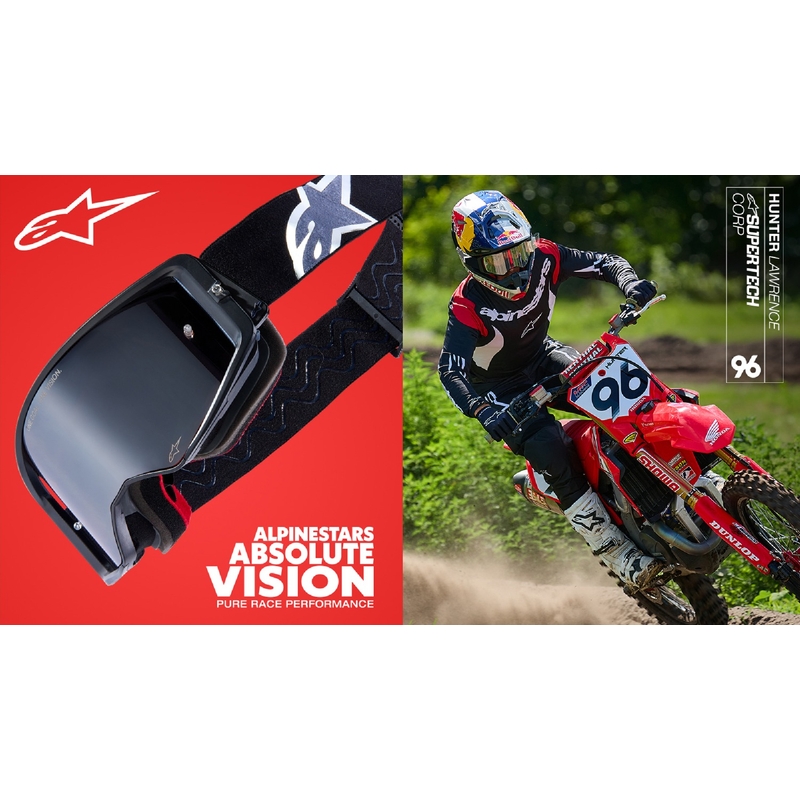 Очила за мотокрос Alpinestars Supertech Corp в черно и червено с прозрачни стъкла