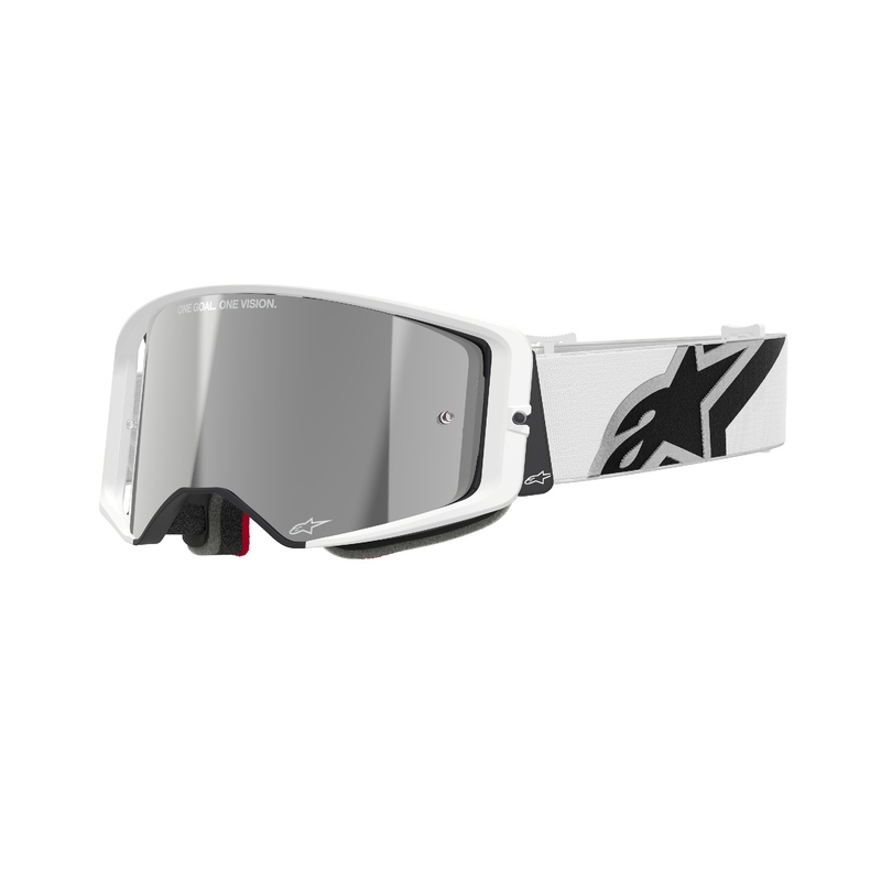 Alpinestars Supertech Corp бели очила за мотокрос с огледални сребърни лещи