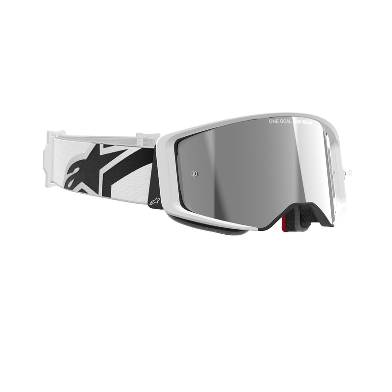 Alpinestars Supertech Corp бели очила за мотокрос с огледални сребърни лещи