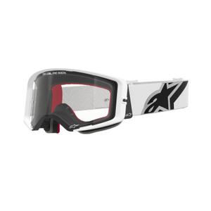 Alpinestars Supertech Corp бели очила за мотокрос с прозрачни стъкла