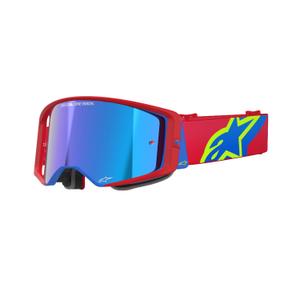 Alpinestars Supertech Corp червени и сини очила за мотокрос с огледални сребърни стъкла