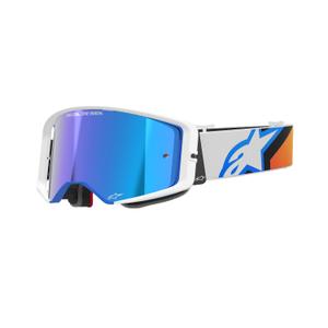 Очила за мотокрос Alpinestars Supertech Corp синьо-оранжеви с огледални сини лещи