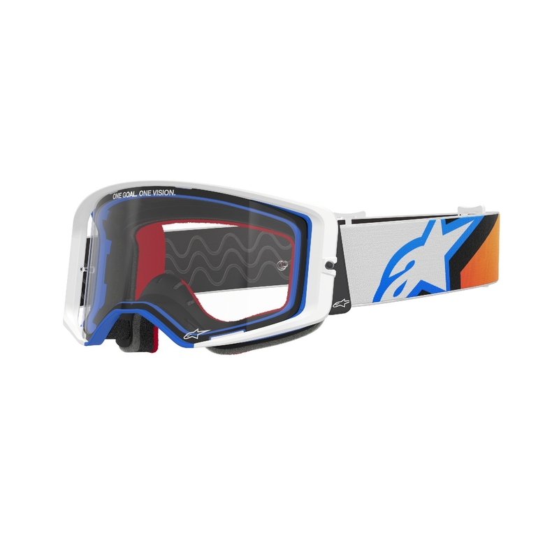 Очила за мотокрос Alpinestars Supertech Corp синьо-оранжеви с прозрачни стъкла разпродажба