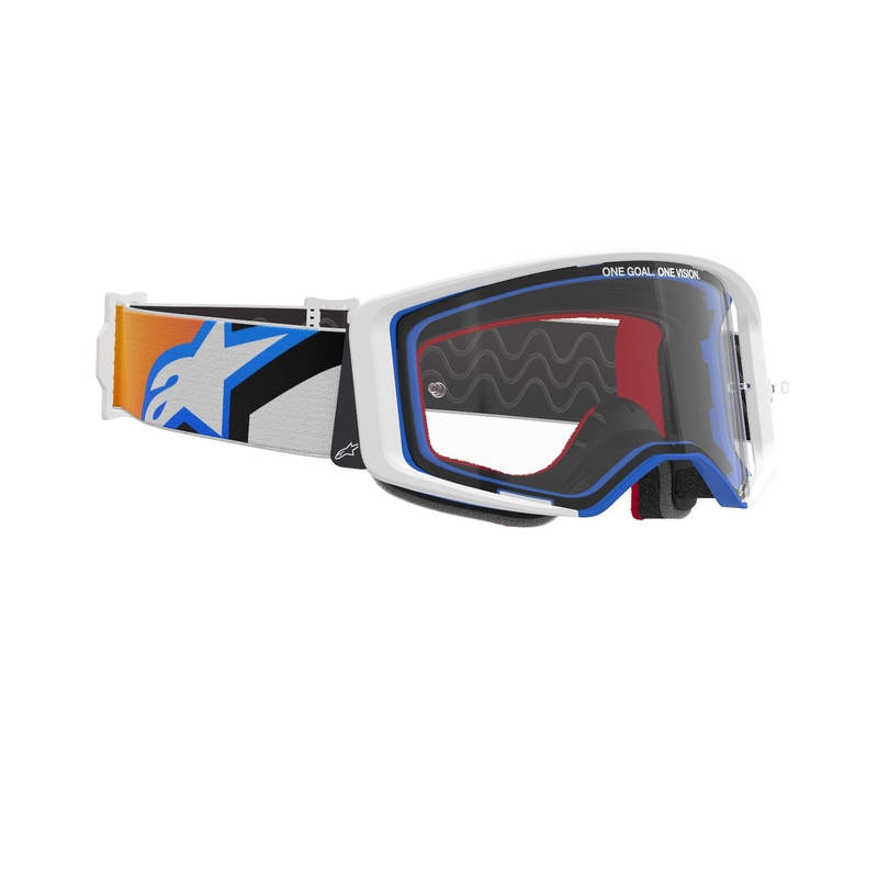 Очила за мотокрос Alpinestars Supertech Corp синьо-оранжеви с прозрачни стъкла разпродажба