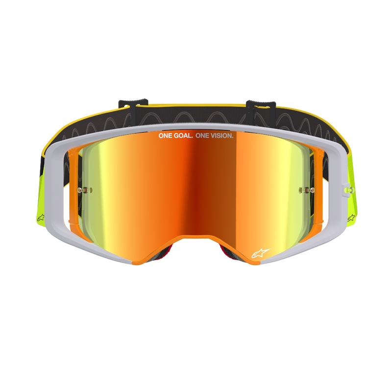 Alpinestars Supertech Corp флуорово жълто-сиви очила за мотокрос с огледални червени стъкла