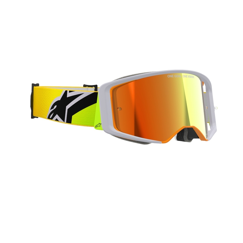 Alpinestars Supertech Corp флуорово жълто-сиви очила за мотокрос с огледални червени стъкла
