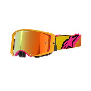 Очила за мотокрос Alpinestars Supertech Corp жълто-розови с огледални червени стъкла