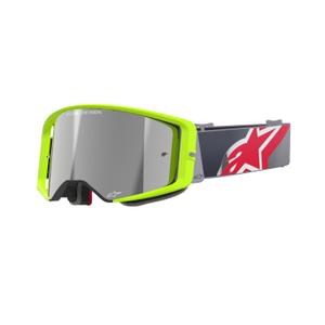 Alpinestars Supertech Corp флуорово жълто-червени очила за мотокрос с огледални сребърни стъкла