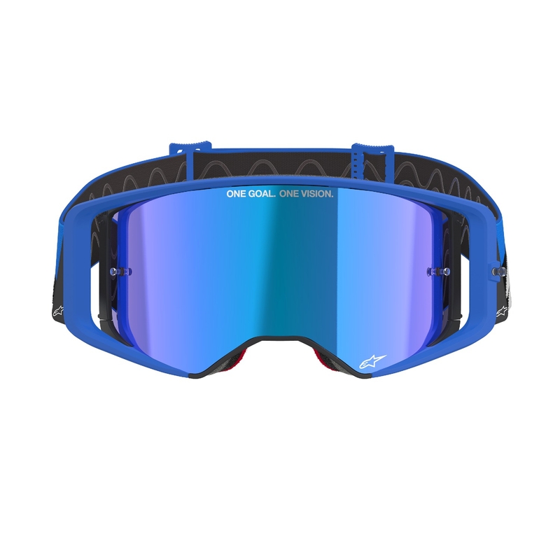 Alpinestars Supertech Stream сини очила за мотокрос с огледални сини лещи