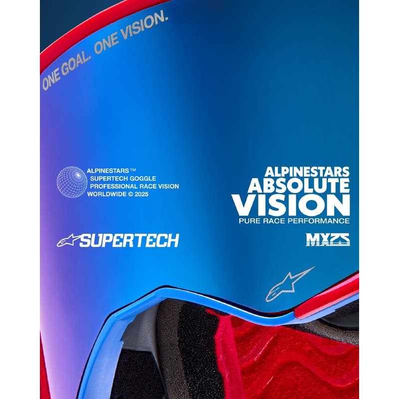 Alpinestars Supertech Stream сини очила за мотокрос с огледални сини лещи