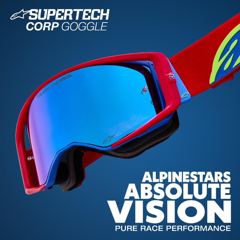 Alpinestars Supertech Stream сини очила за мотокрос с огледални сини лещи