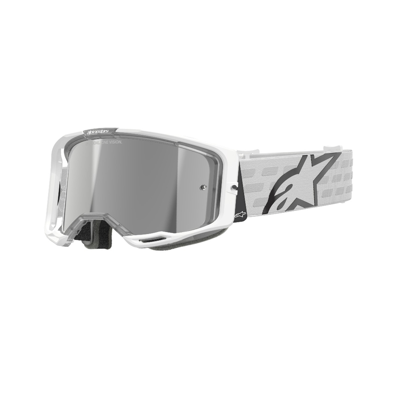 Очила за мотокрос Alpinestars Vision 8 Corp бели с огледални сребърни лещи