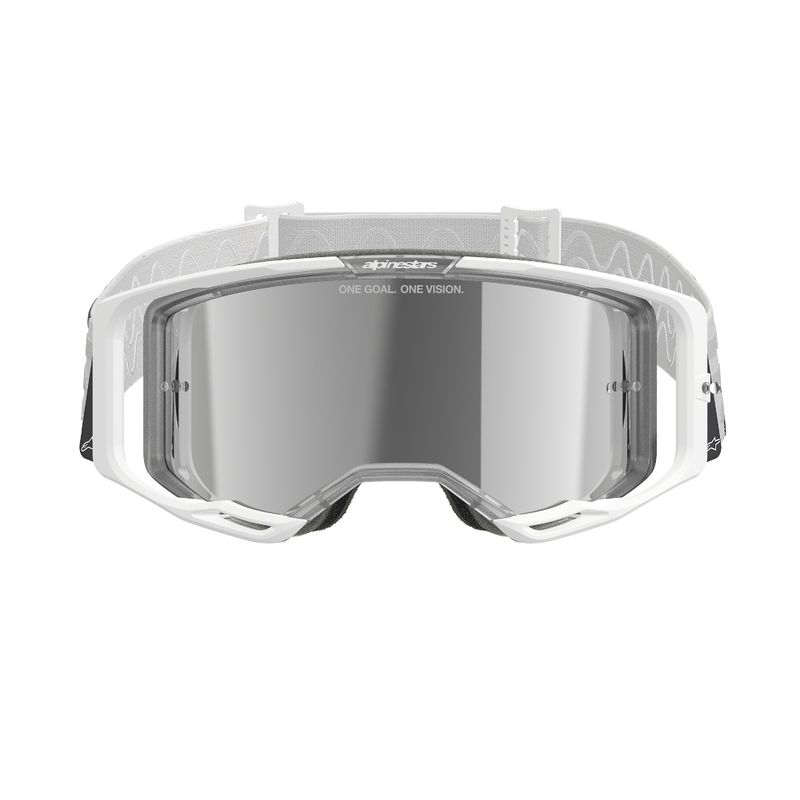 Очила за мотокрос Alpinestars Vision 8 Corp бели с огледални сребърни лещи