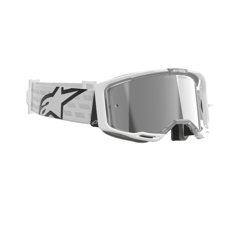 Очила за мотокрос Alpinestars Vision 8 Corp бели с огледални сребърни лещи