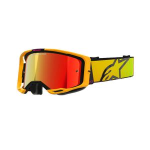 Очила за мотокрос Alpinestars Vision 8 Corp жълто-розови с огледални червени стъкла