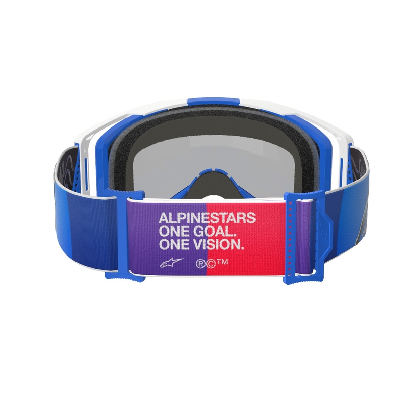 Очила за мотокрос Alpinestars Vision 8 Corp синьо и бяло с огледални сини лещи
