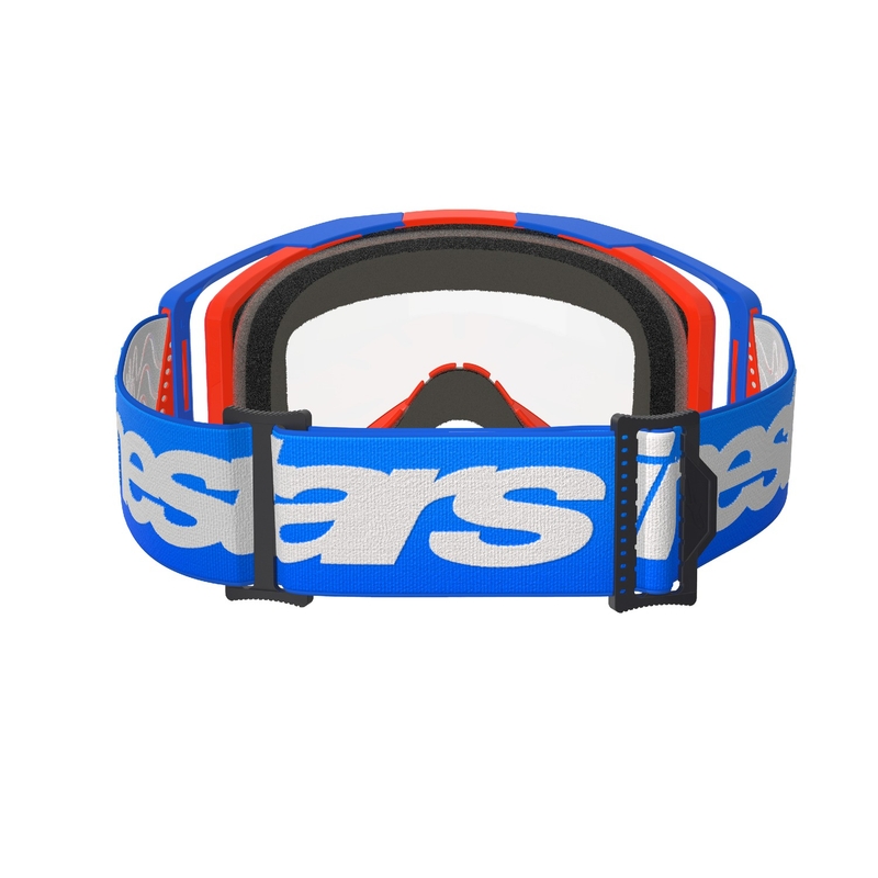 Очила за мотокрос Alpinestars Vision 8 Wordmark синьо-оранжеви с прозрачни лещи