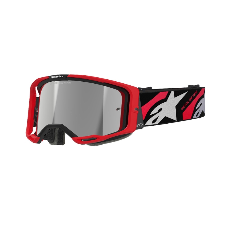 Alpinestars Vision 8 Luar червени и черни очила за мотокрос с огледални сребърни стъкла