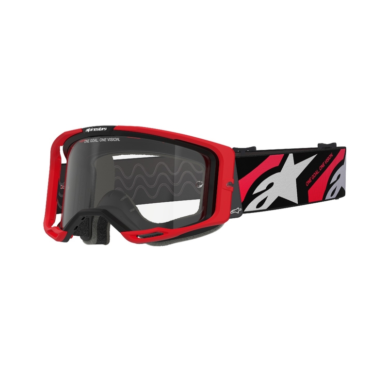 Alpinestars Vision 8 Luar червени и черни очила за мотокрос с прозрачни стъкла