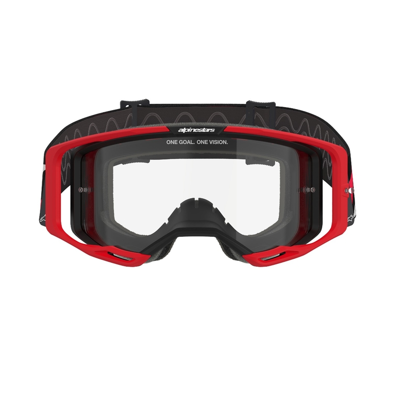 Alpinestars Vision 8 Luar червени и черни очила за мотокрос с прозрачни стъкла