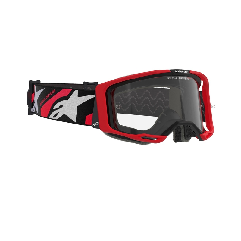Alpinestars Vision 8 Luar червени и черни очила за мотокрос с прозрачни стъкла