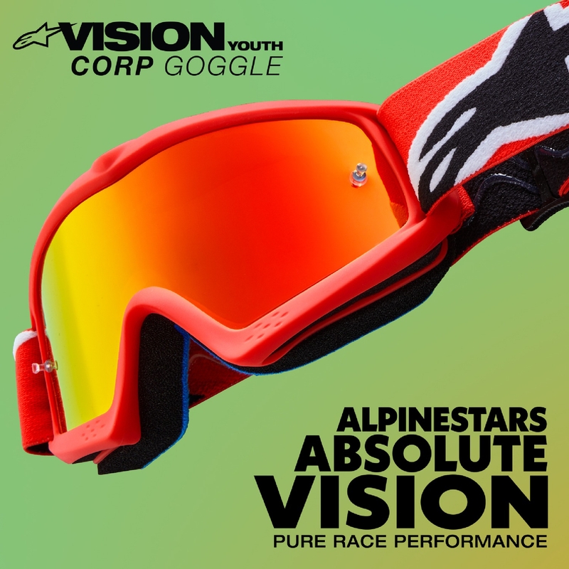 Alpinestars Vision Youth Corp детски очила за мотокрос оранжеви с прозрачни лещи