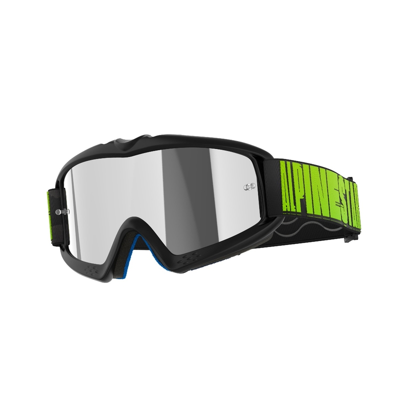 Очила за мотокрос Alpinestars Vision Youth Hollow черно-антрацитно-флуорово жълто с огледални сребърни лещи