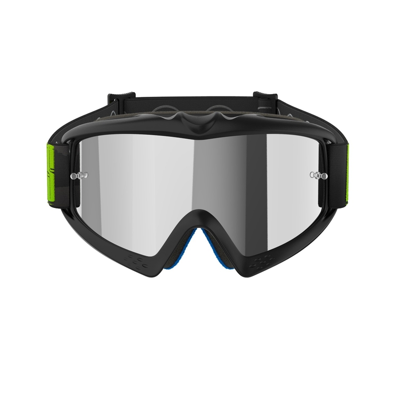 Очила за мотокрос Alpinestars Vision Youth Hollow черно-антрацитно-флуорово жълто с огледални сребърни лещи